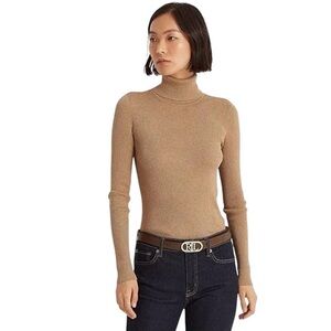 Lauren Ralph Lauren Ribbed Turtleneck Sweater - Classic Camel -  NWT